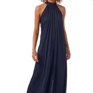 MSK Elegant Dark Blue Halter Jumpsuit